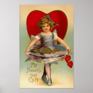 My Heart's Best Gift Vintage Victorian Valentine Poster
