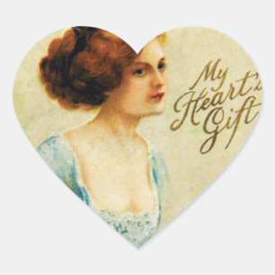 My Heart's Gift Vintage Victorian Valentine's Day Heart Sticker
