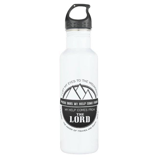 My help comes from the Lord, Mountain Logo Verse 710 Ml Water Bottle (Front)
