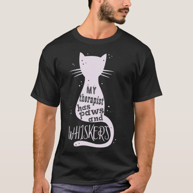 My Herapist Has Paws And Whisker Cat Kitten Mum  W T-Shirt (Front)