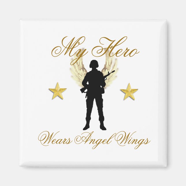 my hero, 1142, 1142, My Hero , Wears Angel Wings Magnet (Front)