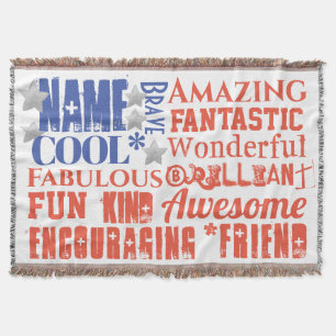 My Hero Admirable Qualities Typography USA Flag Throw Blanket