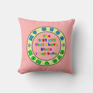 MY HERO ARE MOM AND DAD Pillow 16" x 16" Red