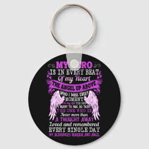 My Hero Is Heart Angel Thought Alzheimer's Warrior Key Ring