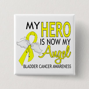 My Hero Is My Angel Bladder Cancer 15 Cm Square Badge