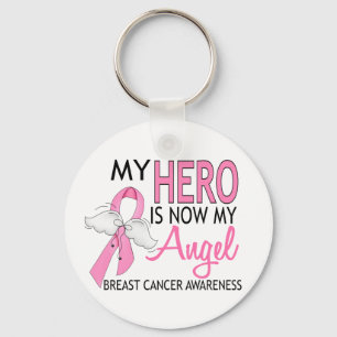 My Hero Is My Angel Breast Cancer Key Ring
