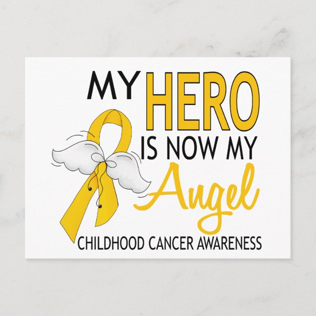 My Hero Is My Angel Childhood Cancer Postcard (Front)