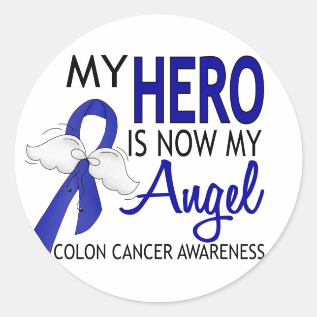 My Hero Is My Angel Colon Cancer Classic Round Sticker (Front)