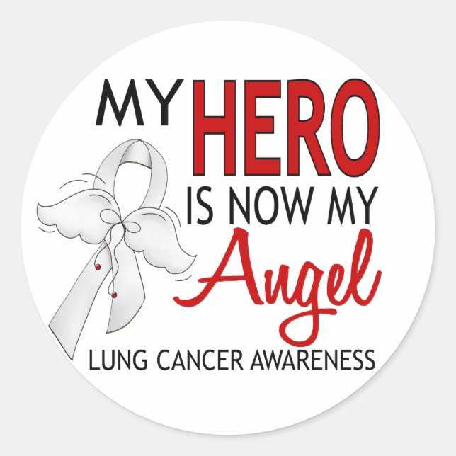 My Hero Is My Angel Lung Cancer Classic Round Sticker (Front)