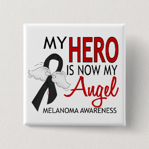 My Hero Is My Angel Melanoma 15 Cm Square Badge