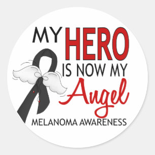 My Hero Is My Angel Melanoma Classic Round Sticker