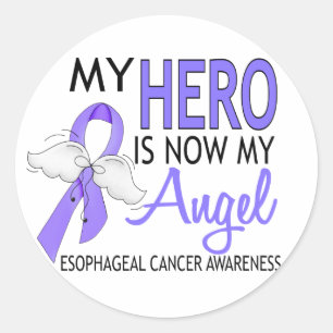 My Hero Is My Angel Oesophageal Cancer Classic Round Sticker