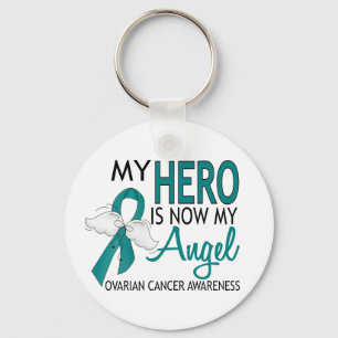 My Hero Is My Angel Ovarian Cancer Key Ring