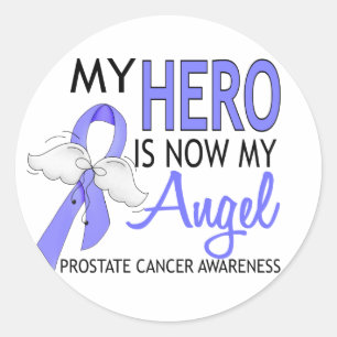 My Hero Is My Angel Prostate Cancer Classic Round Sticker