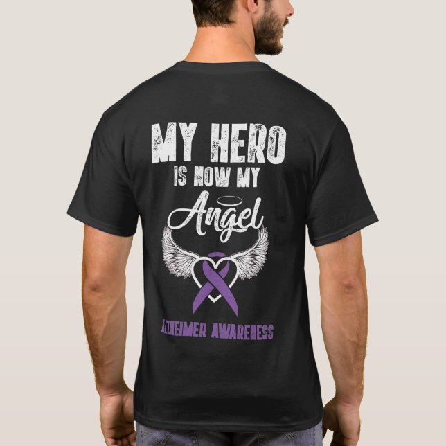 My Hero Is Now My Angel Alzheimer Awareness T-Shirt (Back)