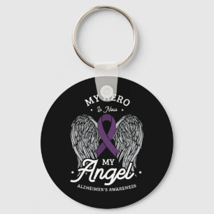 My hero is now my angel alzheimer's awareness Alzh Key Ring