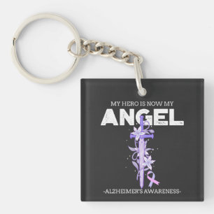 My Hero Is Now My Angel - Alzheimer's Awareness Key Ring