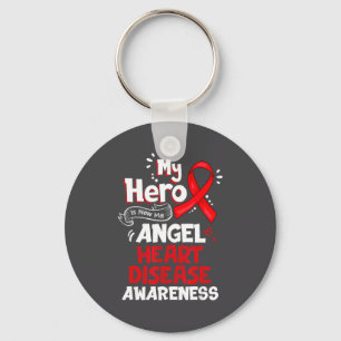 My Hero Is Now My Angel Heart Disease Awareness Key Ring