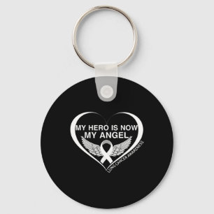 My Hero Is Now My Angel Lung Cancer Awareness Mont Key Ring