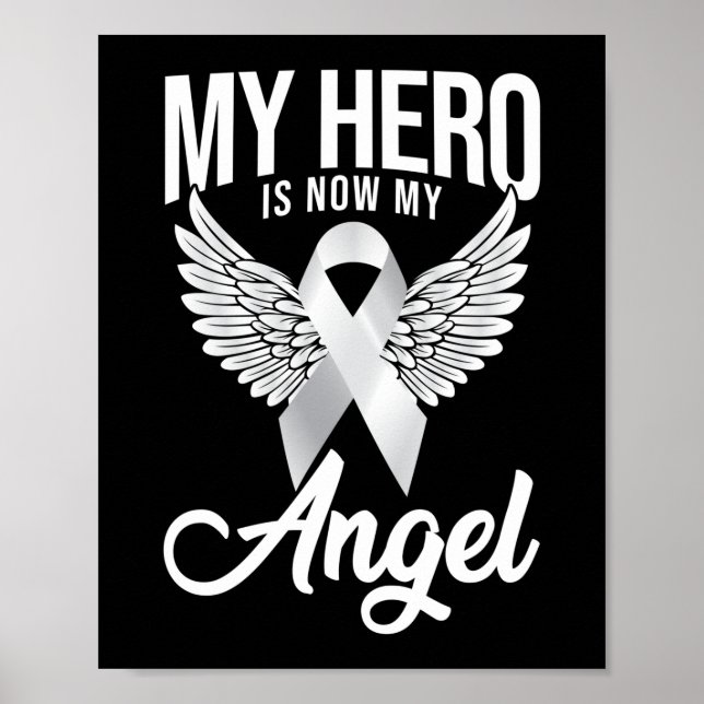 My Hero Is Now My Angel Lung Cancer Awareness Poster (Front)