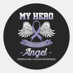 My Hero Is Now My Angel Oesophageal Cancer Classic Round Sticker