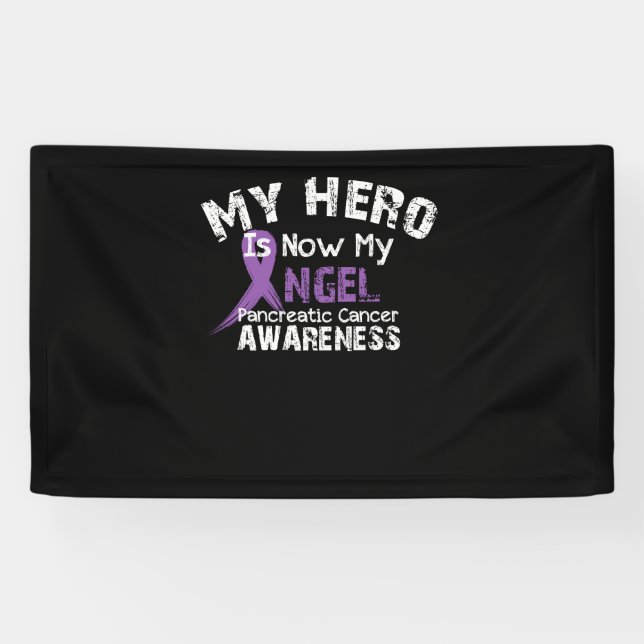 My Hero Is Now My Angel Pancreatic Cancer Awarenes Banner (Horizontal)