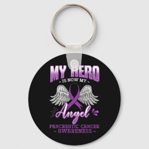 My Hero Is Now My Angel Pancreatic Cancer Key Ring