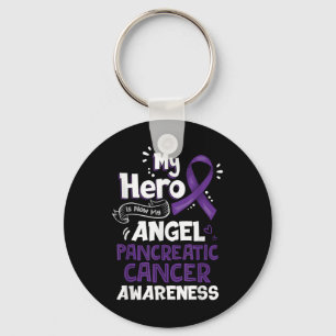 My Hero Is Now My Angel Pancreatic Cancer Key Ring