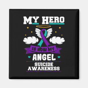 My Hero Is Now My Angel Suicide Purple Turquoise S Magnet