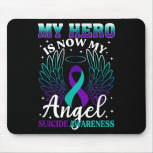 My Hero Is Now My Angel Suicide Purple Turquoise S Mouse Mat