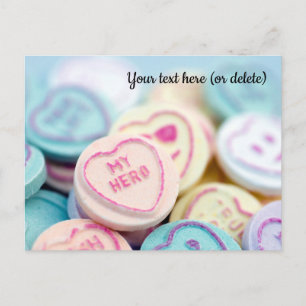 “My Hero” Love Heart Sweets Postcard