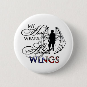My Hero Wears Angel Wings 6 Cm Round Badge