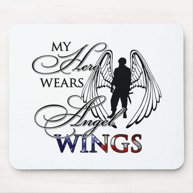 My Hero Wears Angel Wings Mouse Mat (Front)