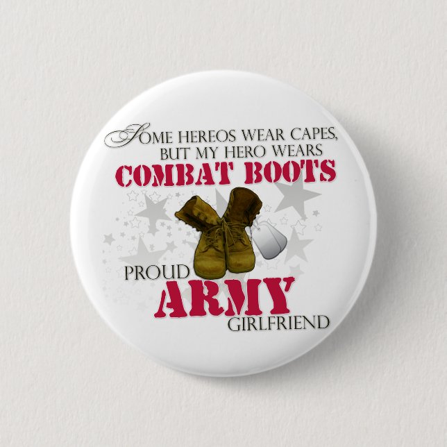 My Hero wears Combat Boots - Army Girlfriend 6 Cm Round Badge (Front)