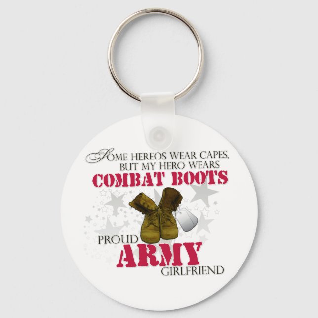 My Hero wears Combat Boots - Army Girlfriend Key Ring (Front)