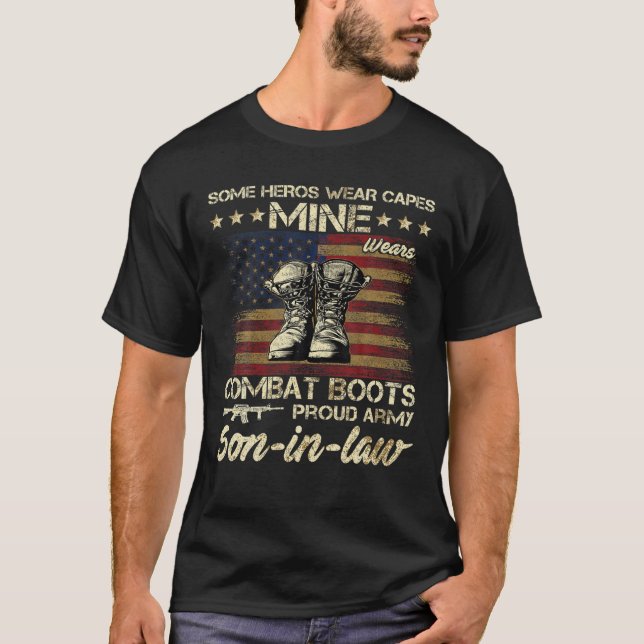 My Hero Wears Combat Boots Army Son-In-Law T-Shirt (Front)