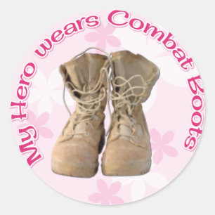 My Hero wears Combat Boots Classic Round Sticker