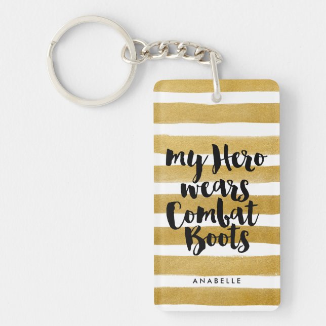 My Hero Wears Combat Boots Key Ring (Front)