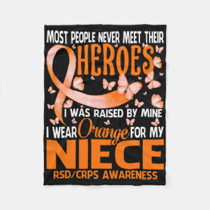 My Heroes I Wear Orange For My Niece Rsd Crps Awar Fleece Blanket