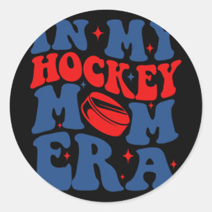 My Hockey Mum Era Groovy Ice Hockey Mum Mama Mothe Classic Round Sticker