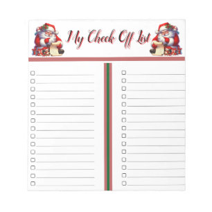 My Holiday Check Off List Notepad