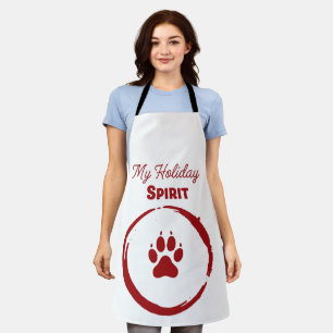 My Holiday Spirit is a Paw Print Funny Dog & Cat Apron