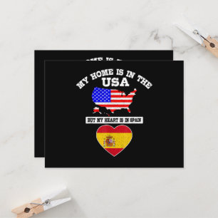 My Home Is In USA My Heart Is In Spain Invitation