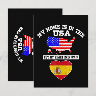 My Home Is In USA My Heart Is In Spain Invitation Postcard