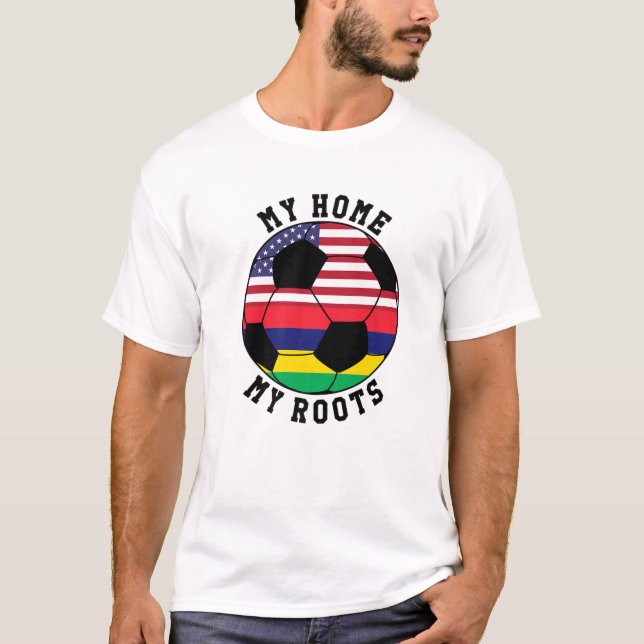 My Home My Roots Mauritius Flag Soccer T-Shirt (Front)