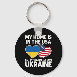 My Home Usa My Heart Ukraine Ukrainian American Pr Key Ring