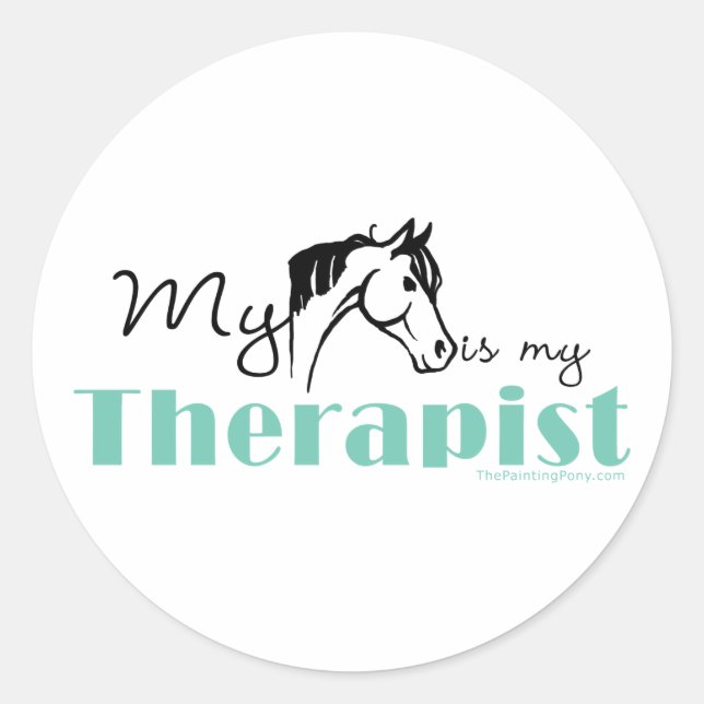 My Horse is My Therapist Classic Round Sticker (Front)