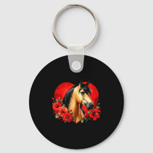 My Horse Is My Valentine Buckskin Horse Hibiscus & Key Ring