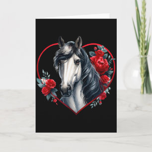 My Horse Is My Valentine _ Gray Horse Roses & Card