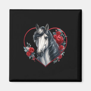 My Horse Is My Valentine Grey Horse Roses And Hear Magnet